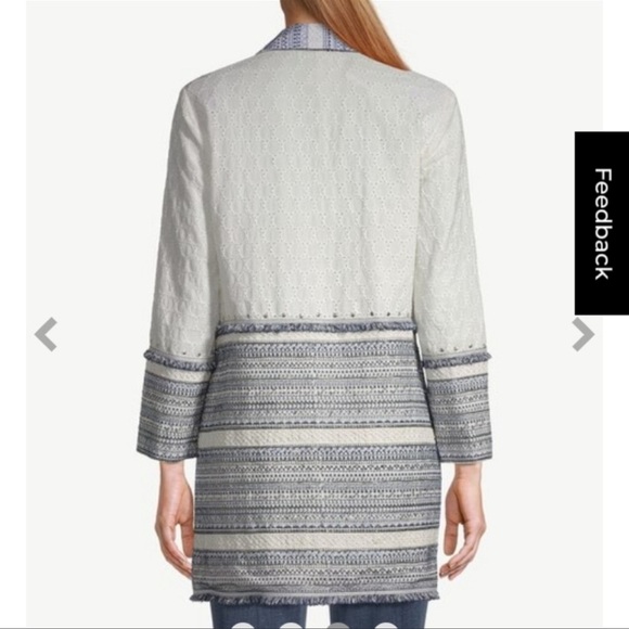 Chicos Eyelet topper embellished trim jacket SZ4 nwt - Picture 2 of 12